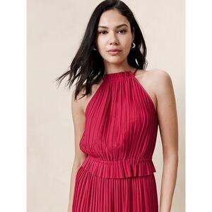 Banana Republic Women's Red Pleated Peplum Waist Top Size XS. NEW!
